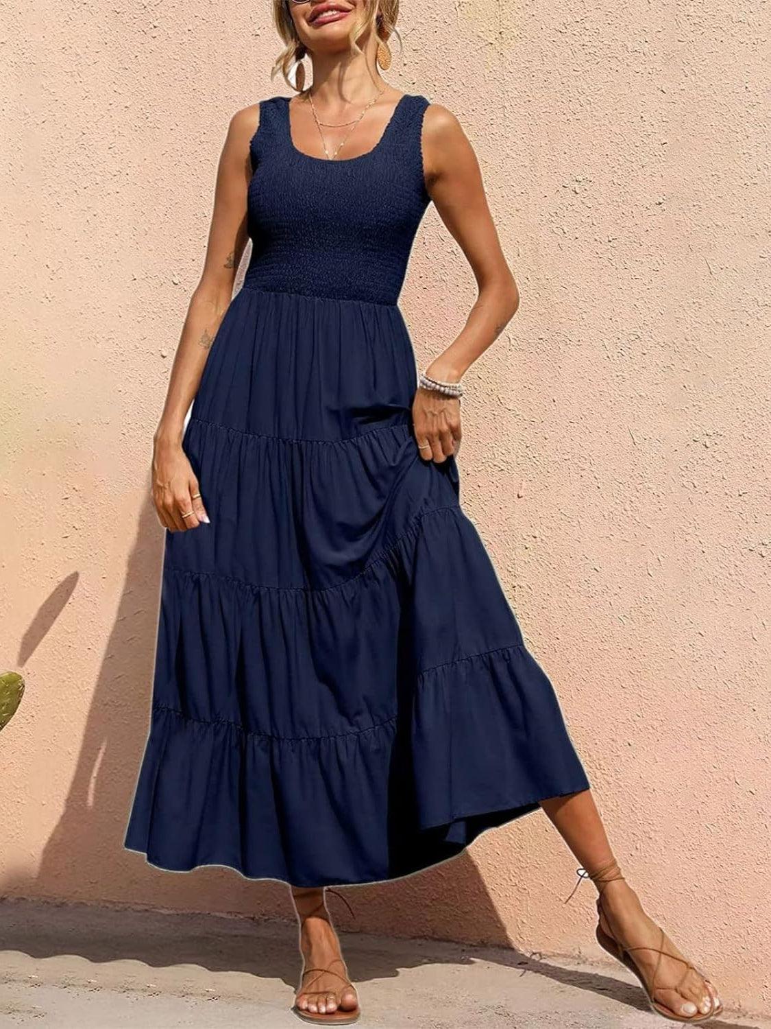 Tiered Smocked Wide Strap Dress Carauana Store
