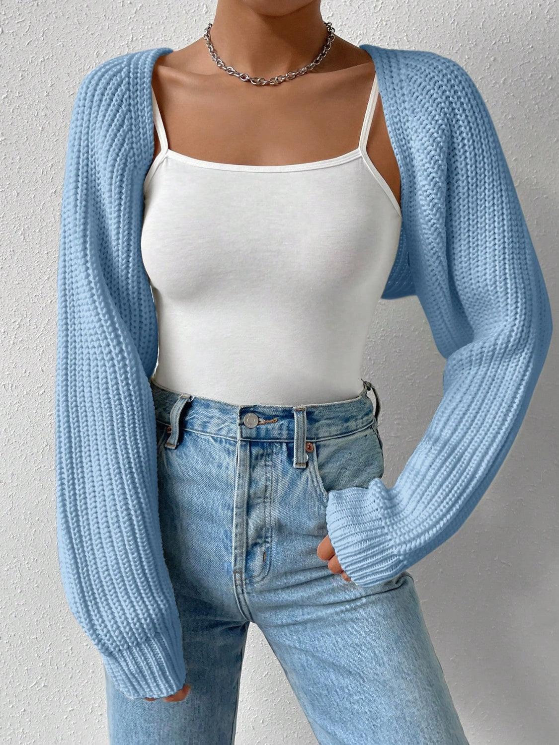 Honey Open Front Long Sleeve Cropped Cardigan Carauana Store