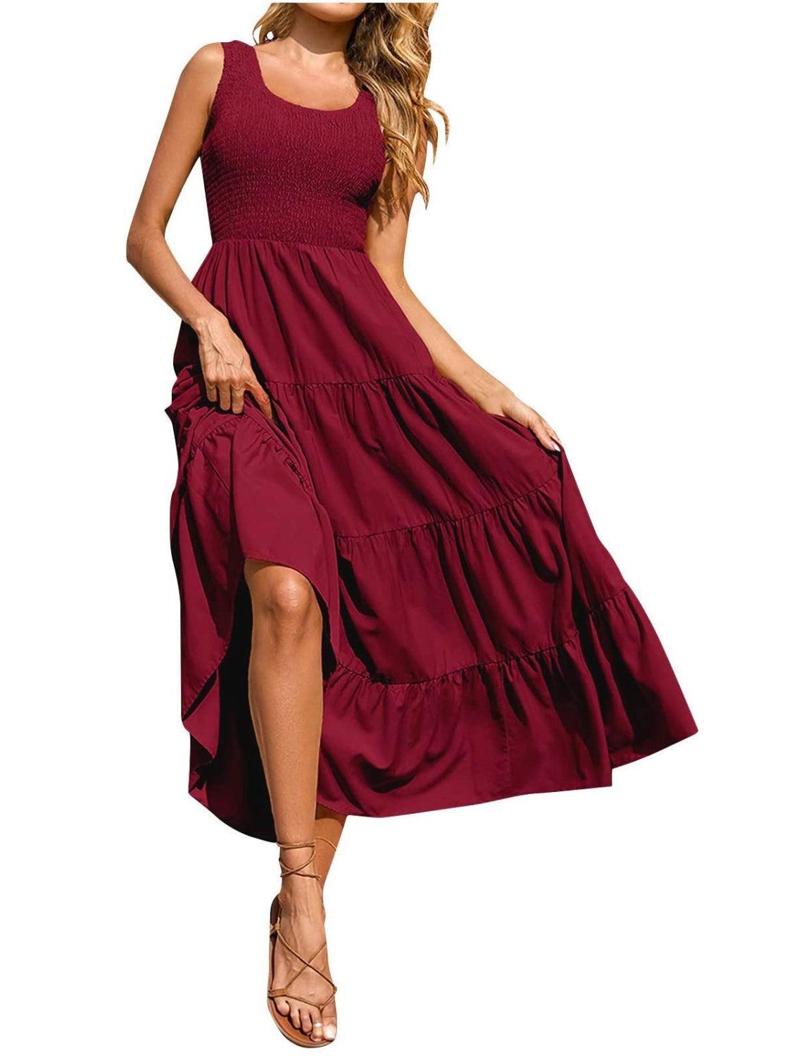 Tiered Smocked Wide Strap Dress Carauana Store