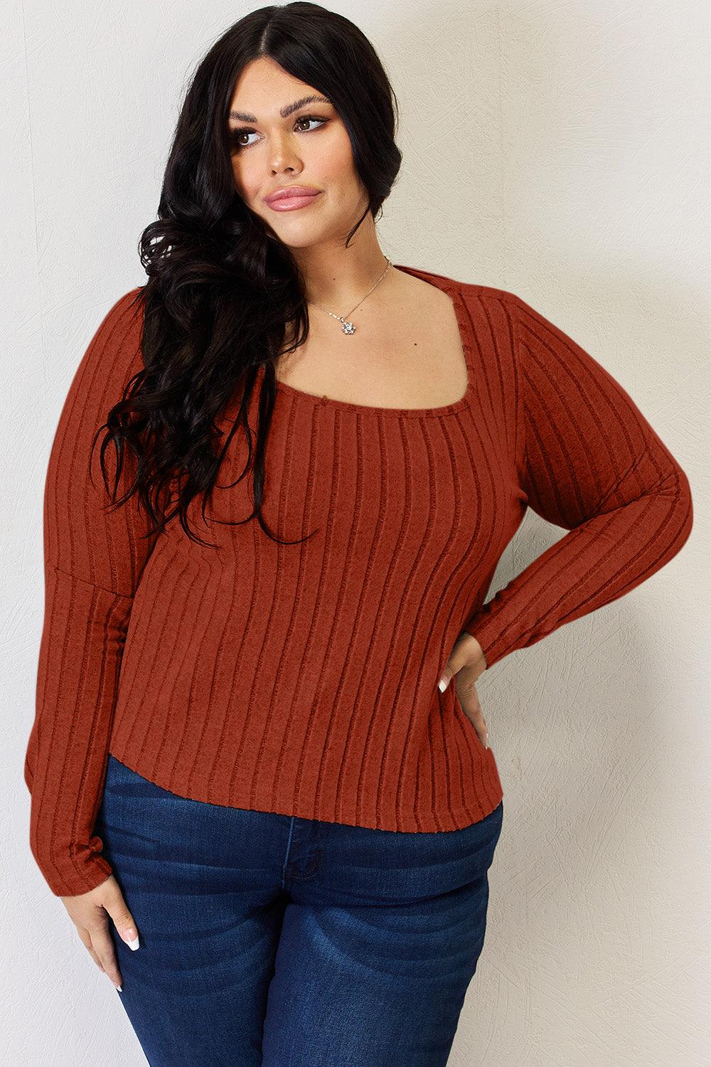 Basic Bae Full Size Ribbed Long Sleeve T-Shirt Carauana Store