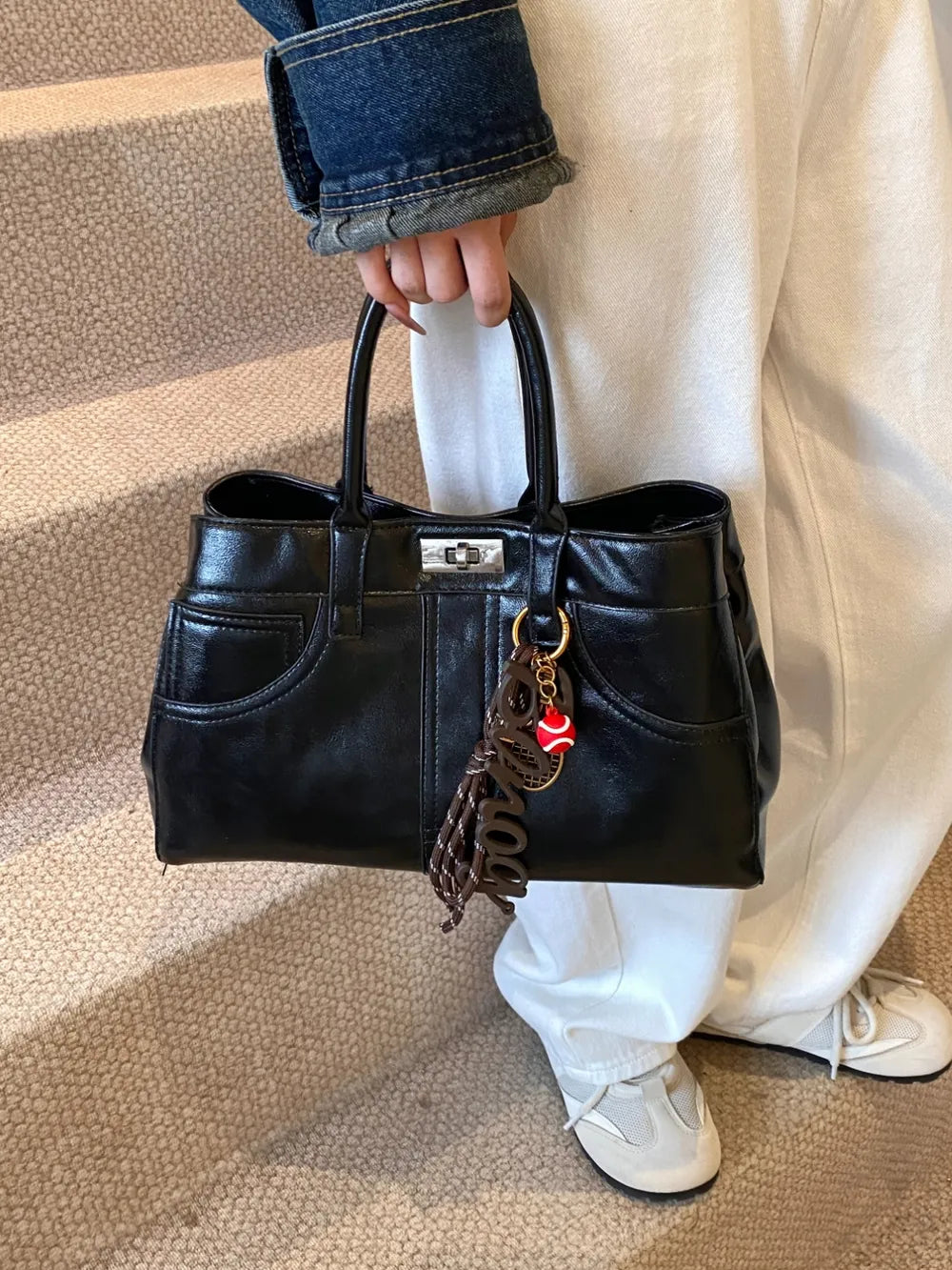 PU Leather Handbag with Pendant Carauana Store