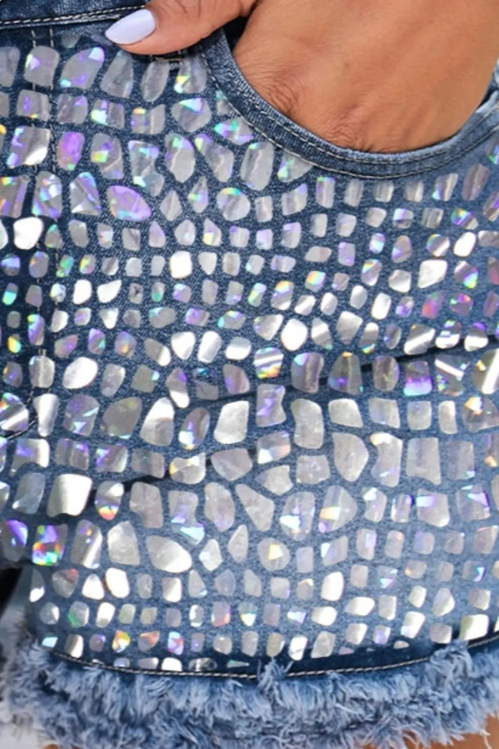 Raw Hem Denim Shorts with Pockets Carauana Store