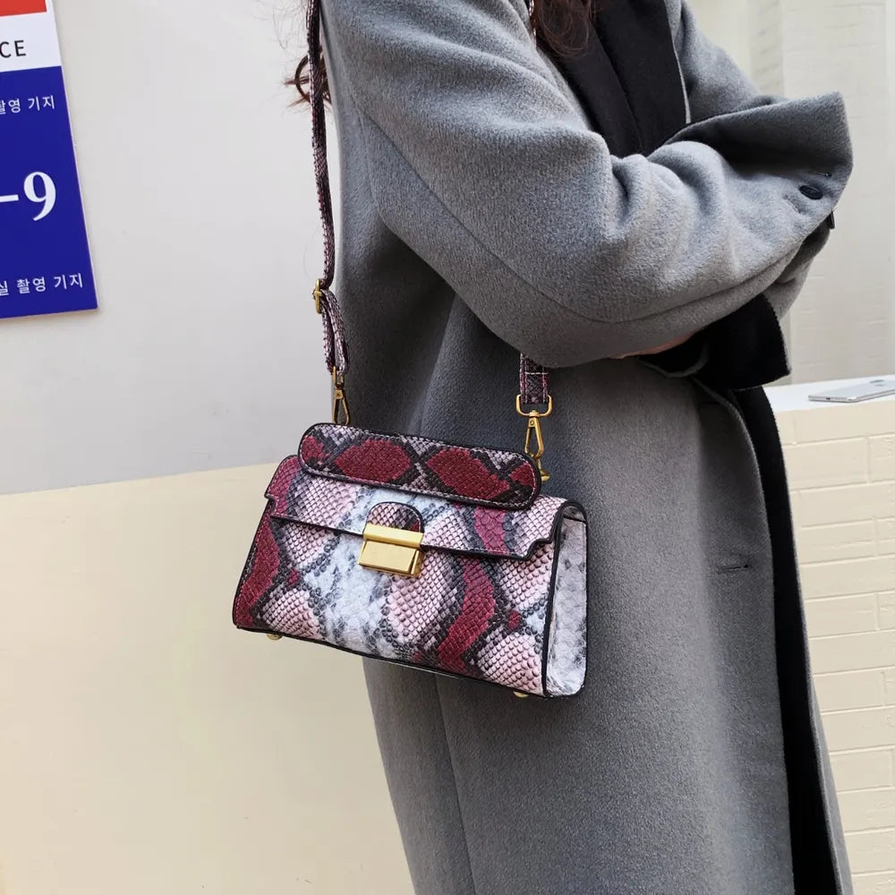 PU Leather Snakeskin Print Crossbody Bag Carauana Store