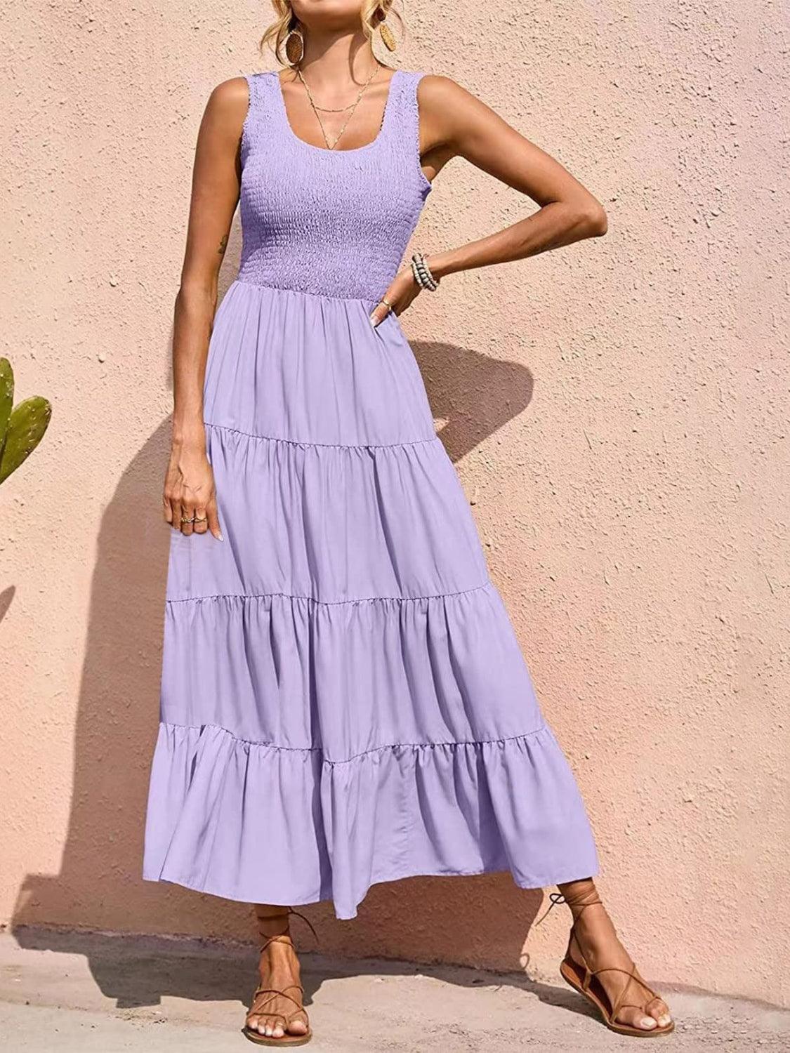Tiered Smocked Wide Strap Dress Carauana Store