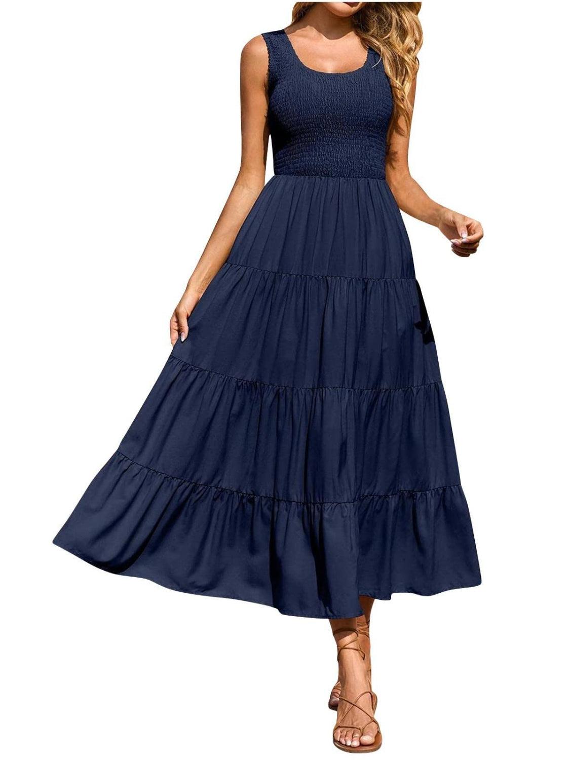 Tiered Smocked Wide Strap Dress Carauana Store