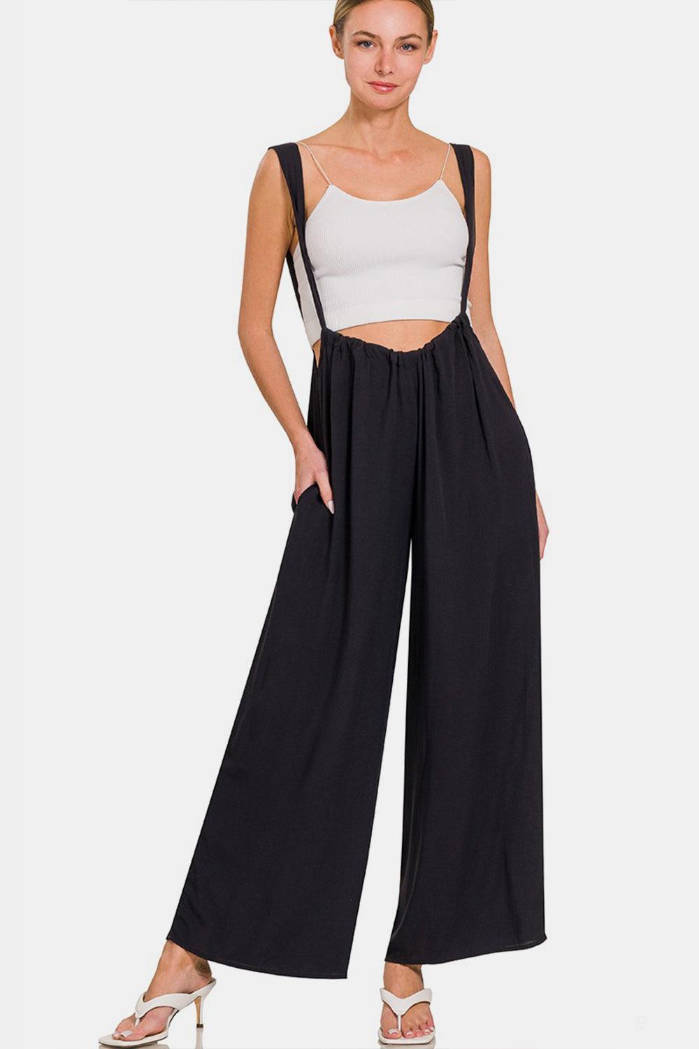 Zenana Tie Back Suspender Jumpsuit with Pockets Carauana Store