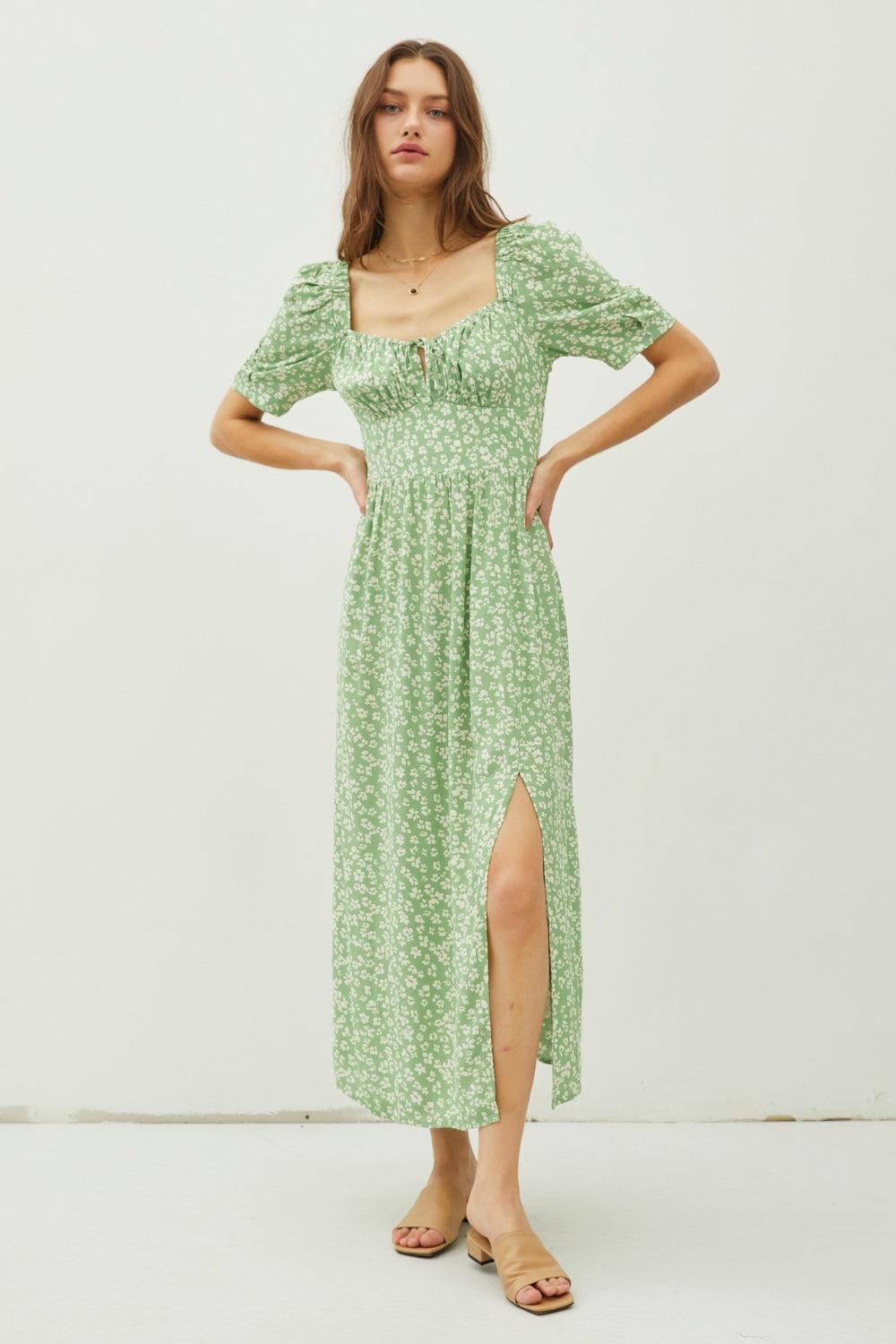 Be Cool Floral Smocked Back Slit Dress Carauana Store