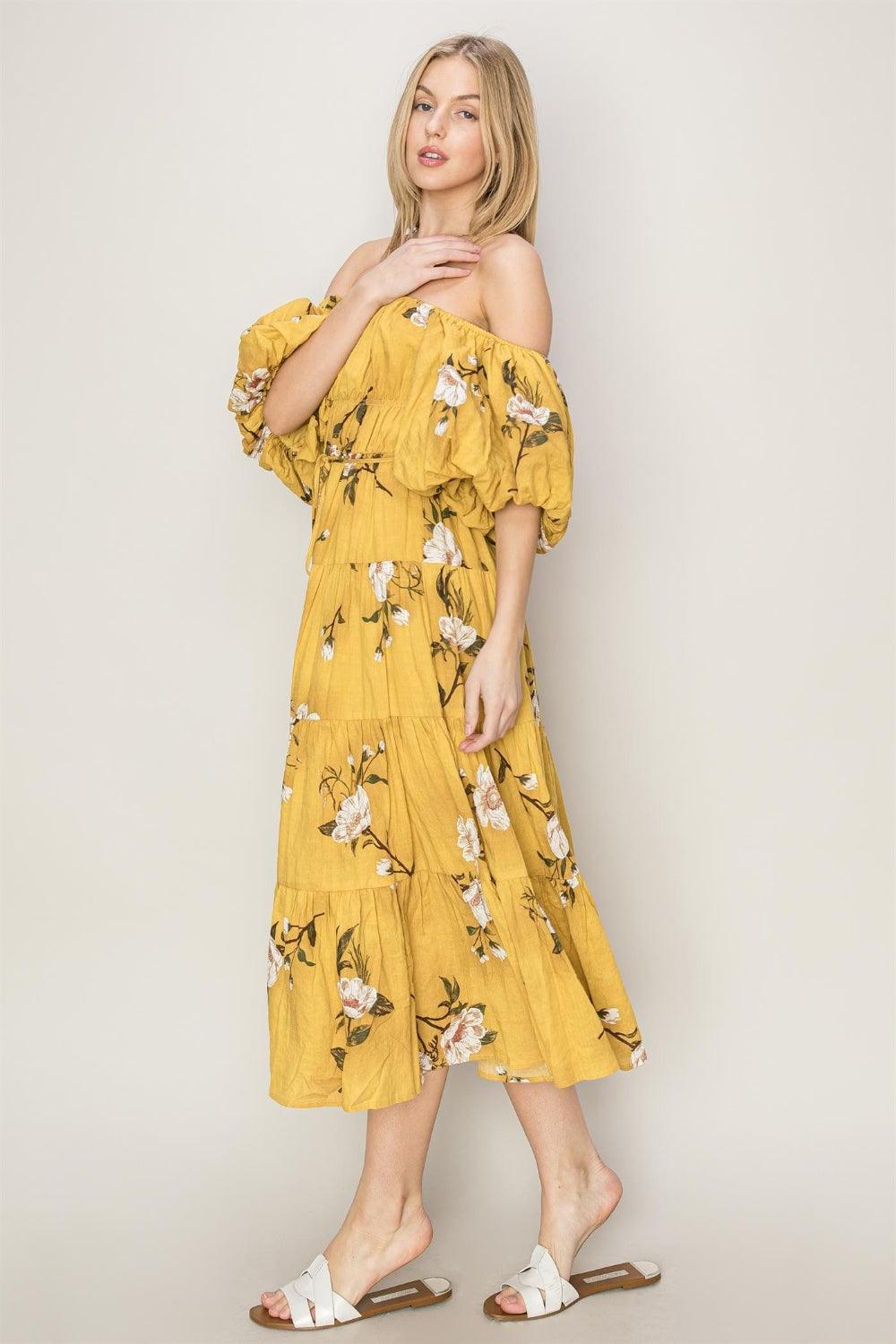 HYFVE Floral Puff Sleeve Tiered Dress Carauana Store