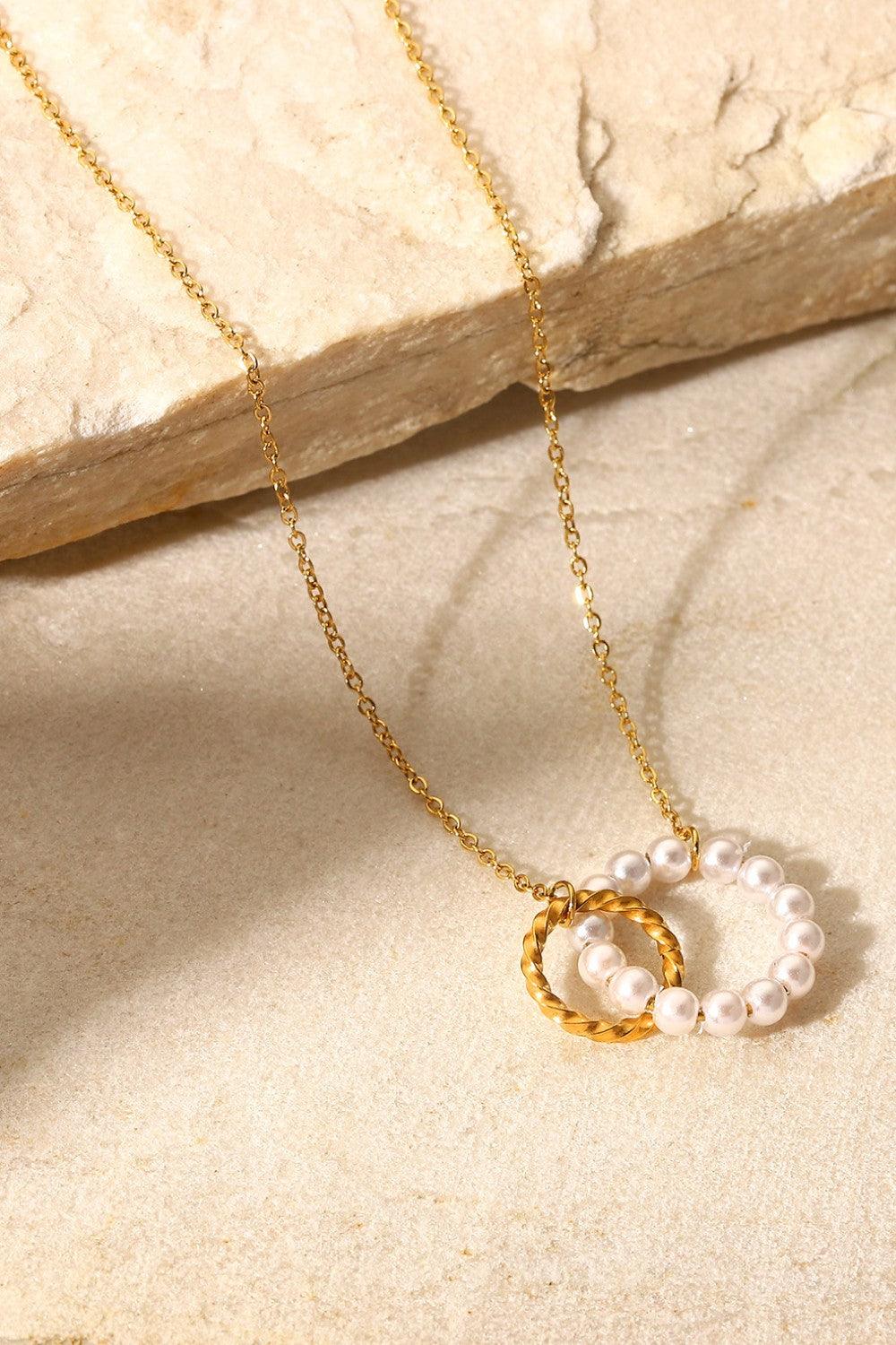 Pearl Hoop Link Pendant Necklace Carauana Store