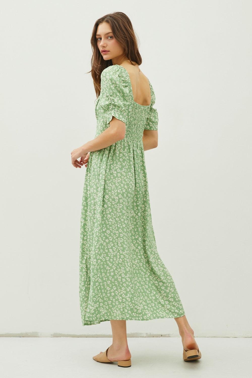 Be Cool Floral Smocked Back Slit Dress Carauana Store