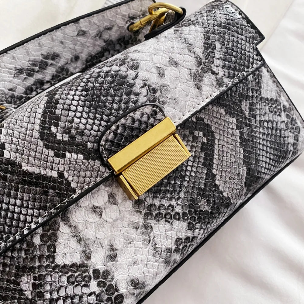 PU Leather Snakeskin Print Crossbody Bag Carauana Store