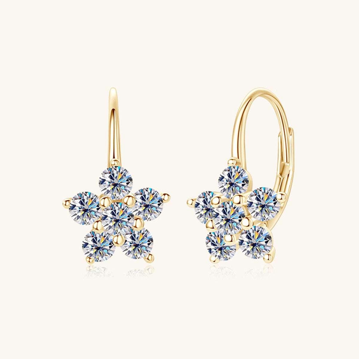 1.2 Carat 925 Sterling Silver Moissanite Flower Huggie Earrings Carauana Store