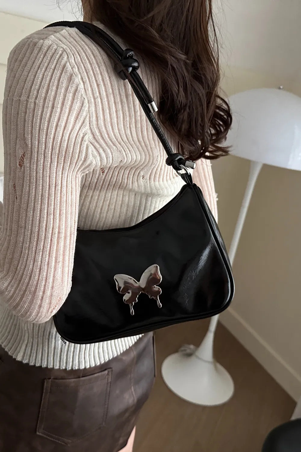 Butterfly PU Leather Knotted Strap Shoulder Bag Carauana Store