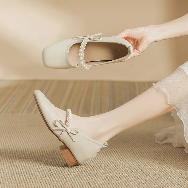 Square Toe Block Heels Pumps Carauana Store