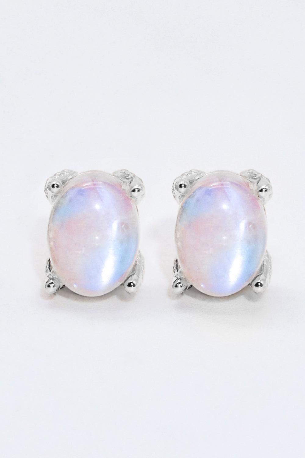Natural Moonstone 4-Prong Stud Earrings Carauana Store