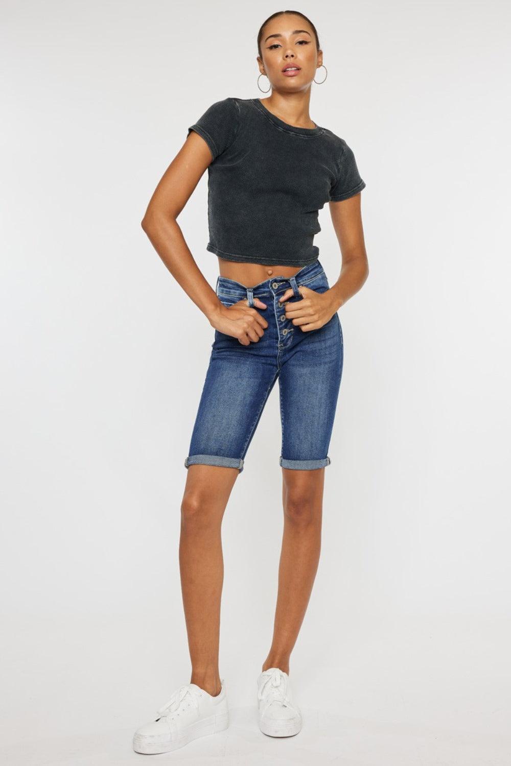 Kancan Full Size Cat's Whiskers Button Fly Denim Shorts Carauana Store