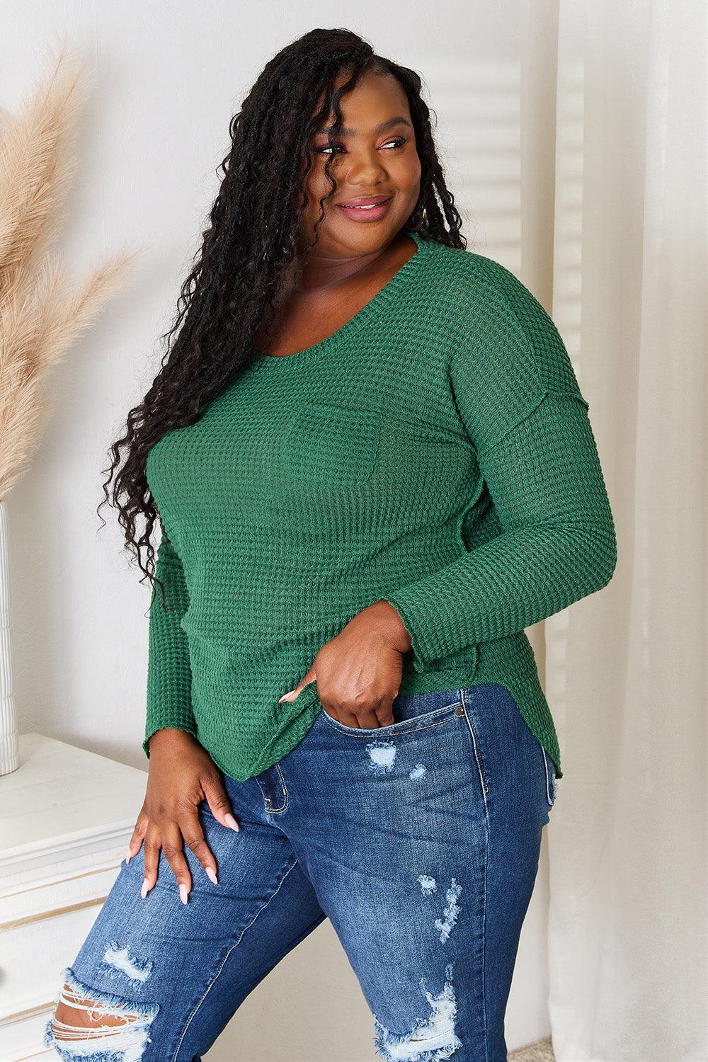 Culture Code Full Size Scoop Neck Patch Pocket Top Carauana Store