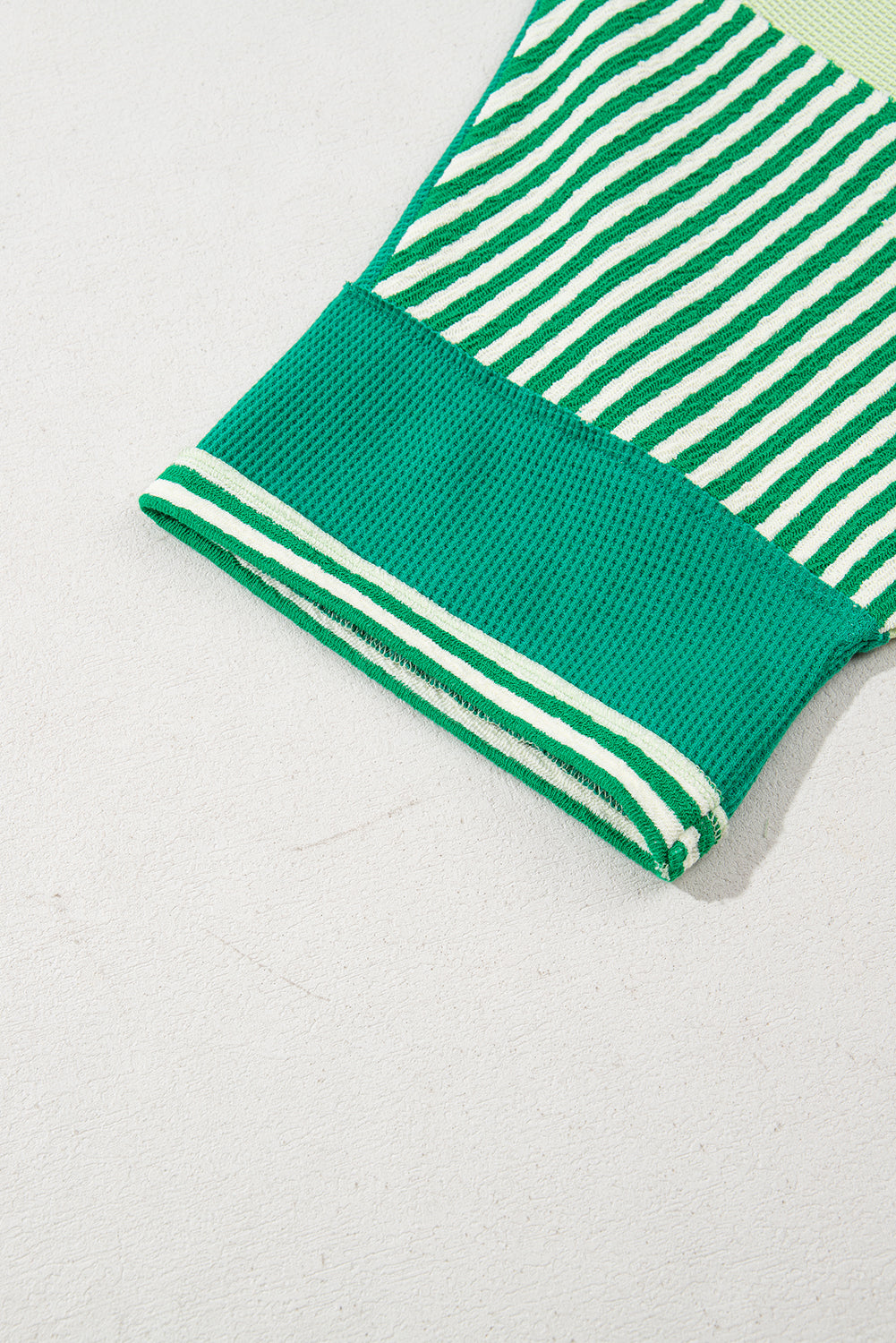 Green Stripe Patchwork Colorblock Plus Size T Shirt