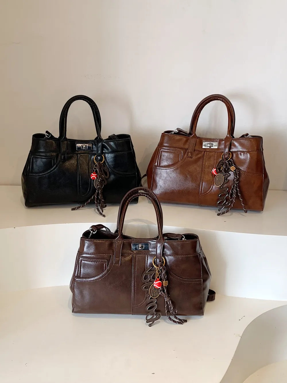 PU Leather Handbag with Pendant Carauana Store