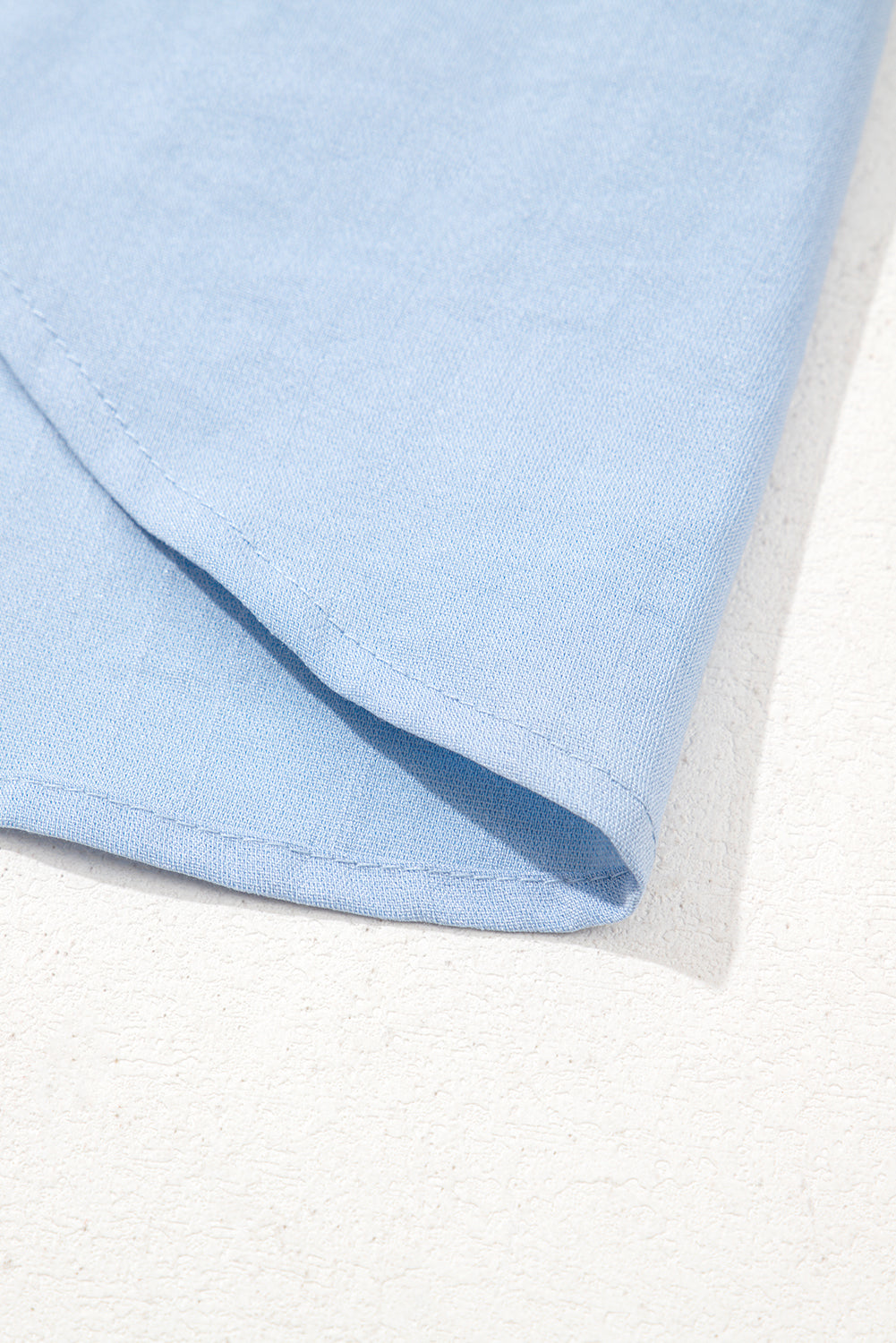 Beau Blue Floral Embroidered Puff Sleeve Split Neck Blouse