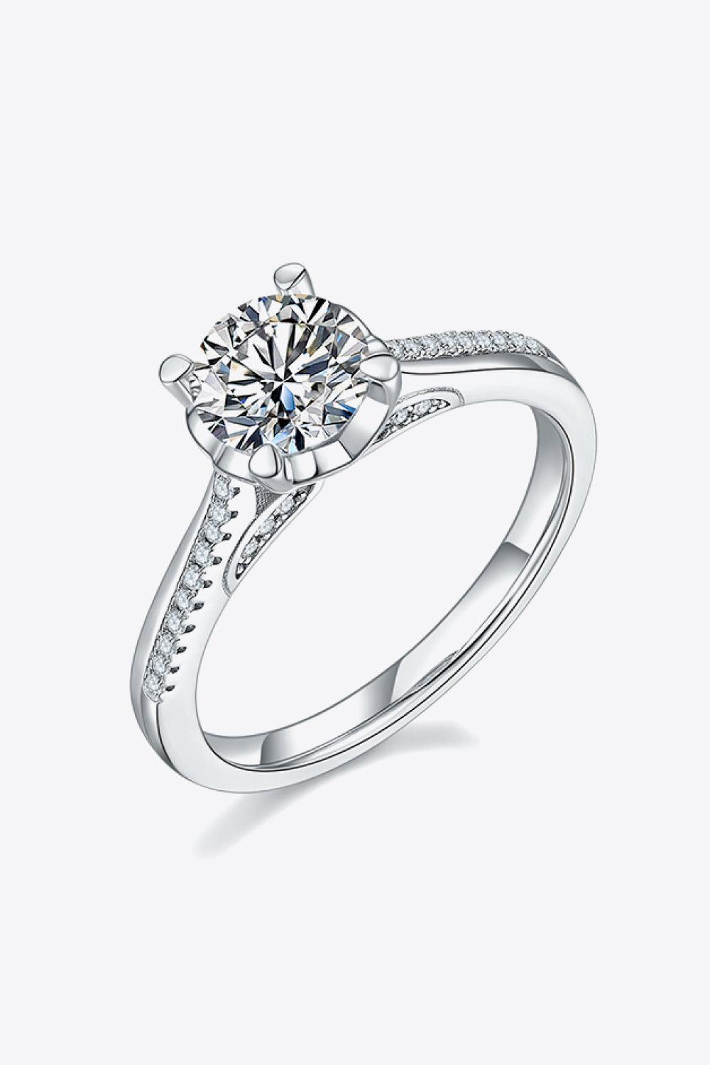Adored 1 Carat Moissanite 925 Sterling Silver Side Stone Ring Carauana Store