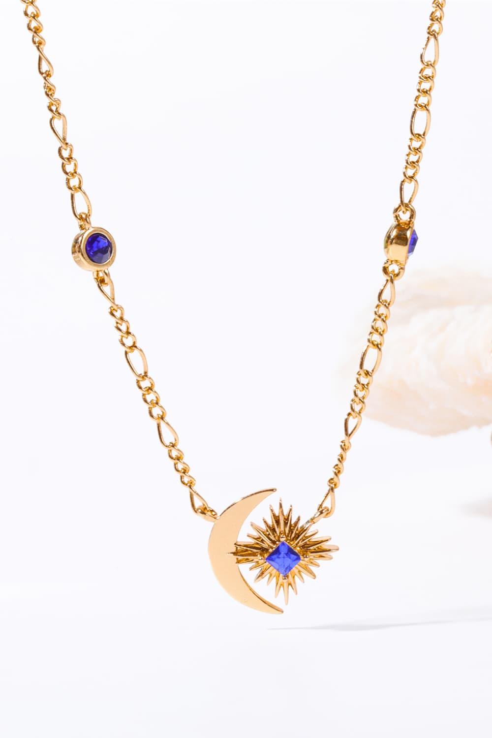 Moon & Star Shape Zircon Pendant Necklace Carauana Store