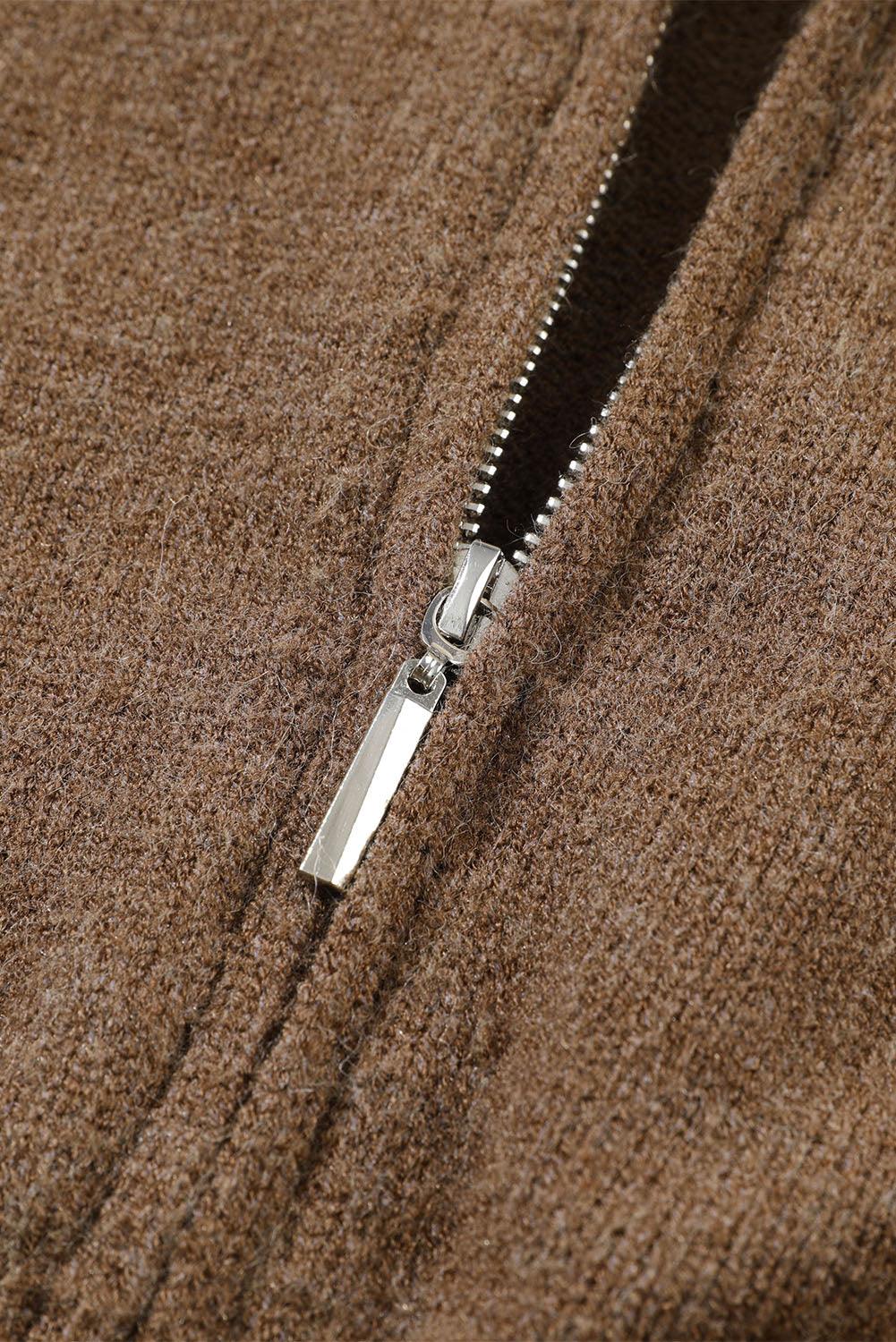 Zip Front Long Sleeve Cardigan Carauana Store