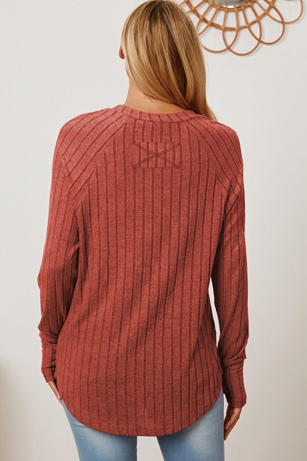 Basic Bae Full Size Ribbed Thumbhole Sleeve T-Shirt Carauana Store