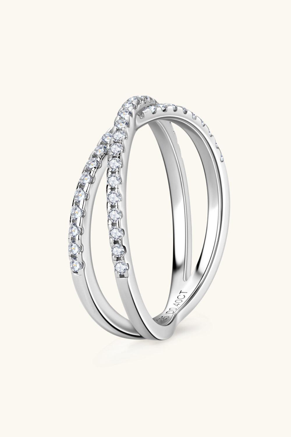 Moissanite 925 Sterling Silver Crisscross Ring Carauana Store