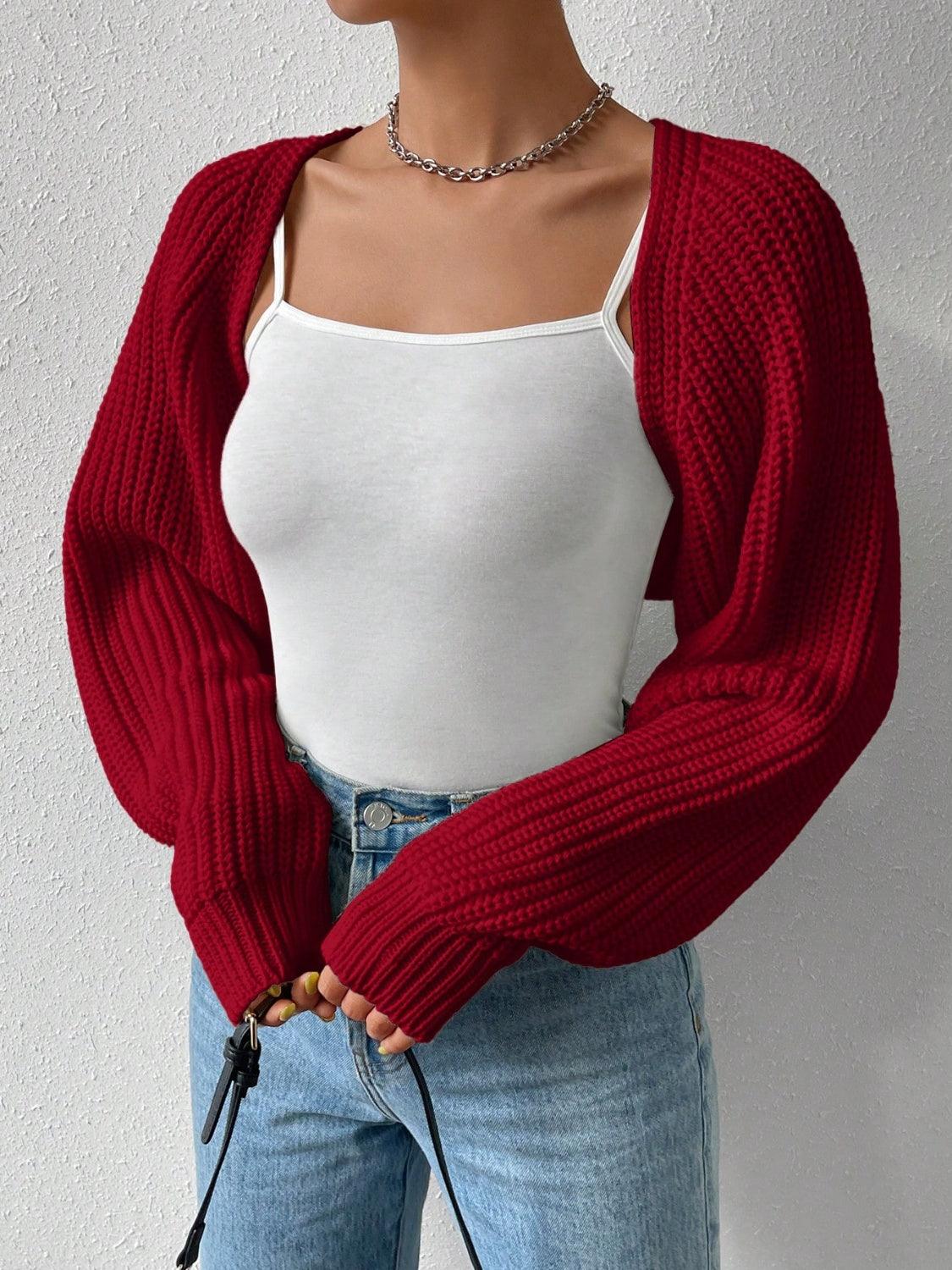 Honey Open Front Long Sleeve Cropped Cardigan Carauana Store