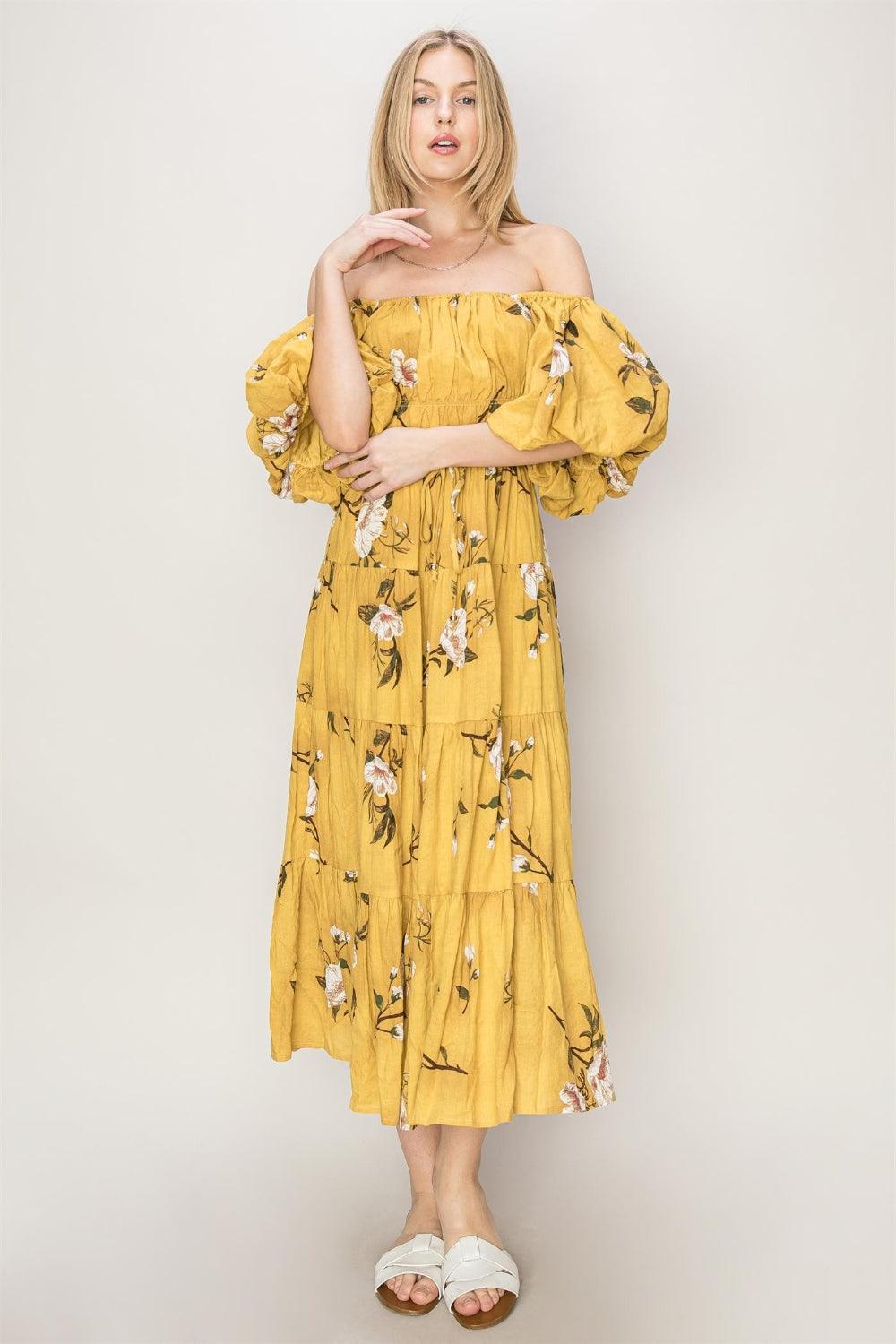 HYFVE Floral Puff Sleeve Tiered Dress Carauana Store