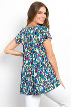 Be Stage Printed Ruffle Sleeve Top Carauana Store