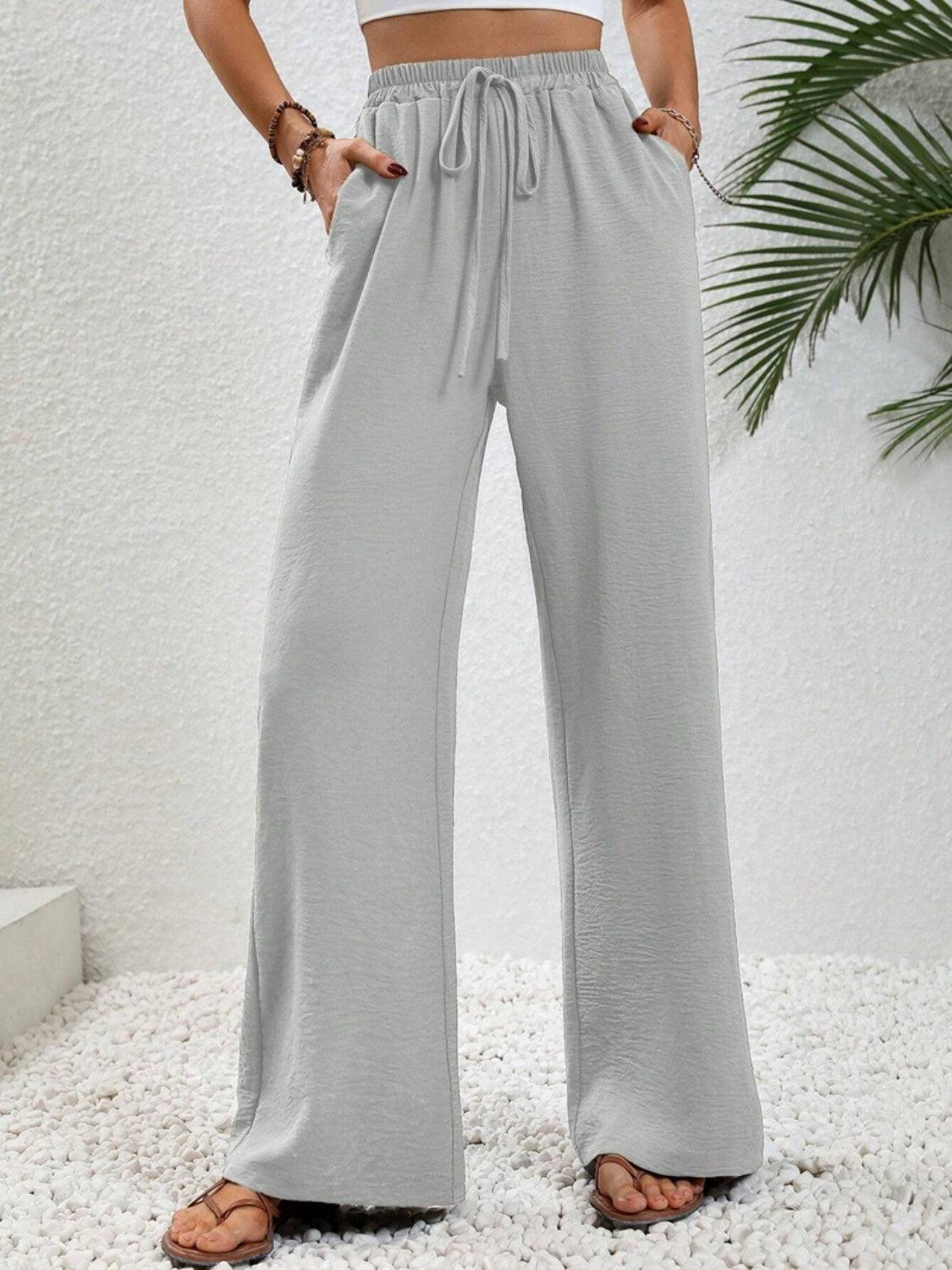 Wide Leg Drawstring Pants Carauana Store
