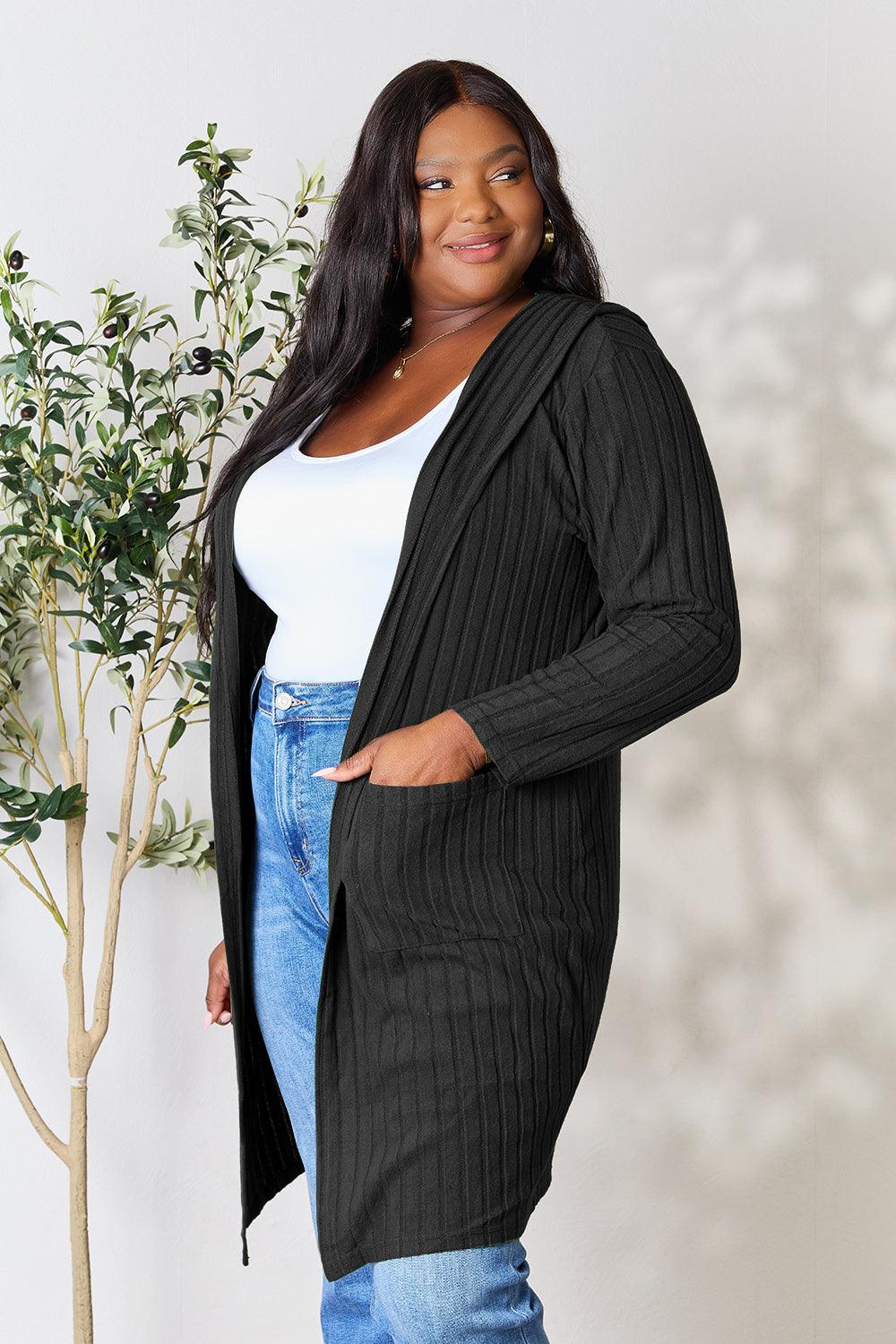 Basic Bae Full Size Hooded Sweater Cardigan Carauana Store