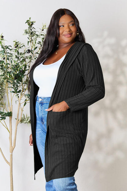 Basic Bae Full Size Hooded Sweater Cardigan Carauana Store