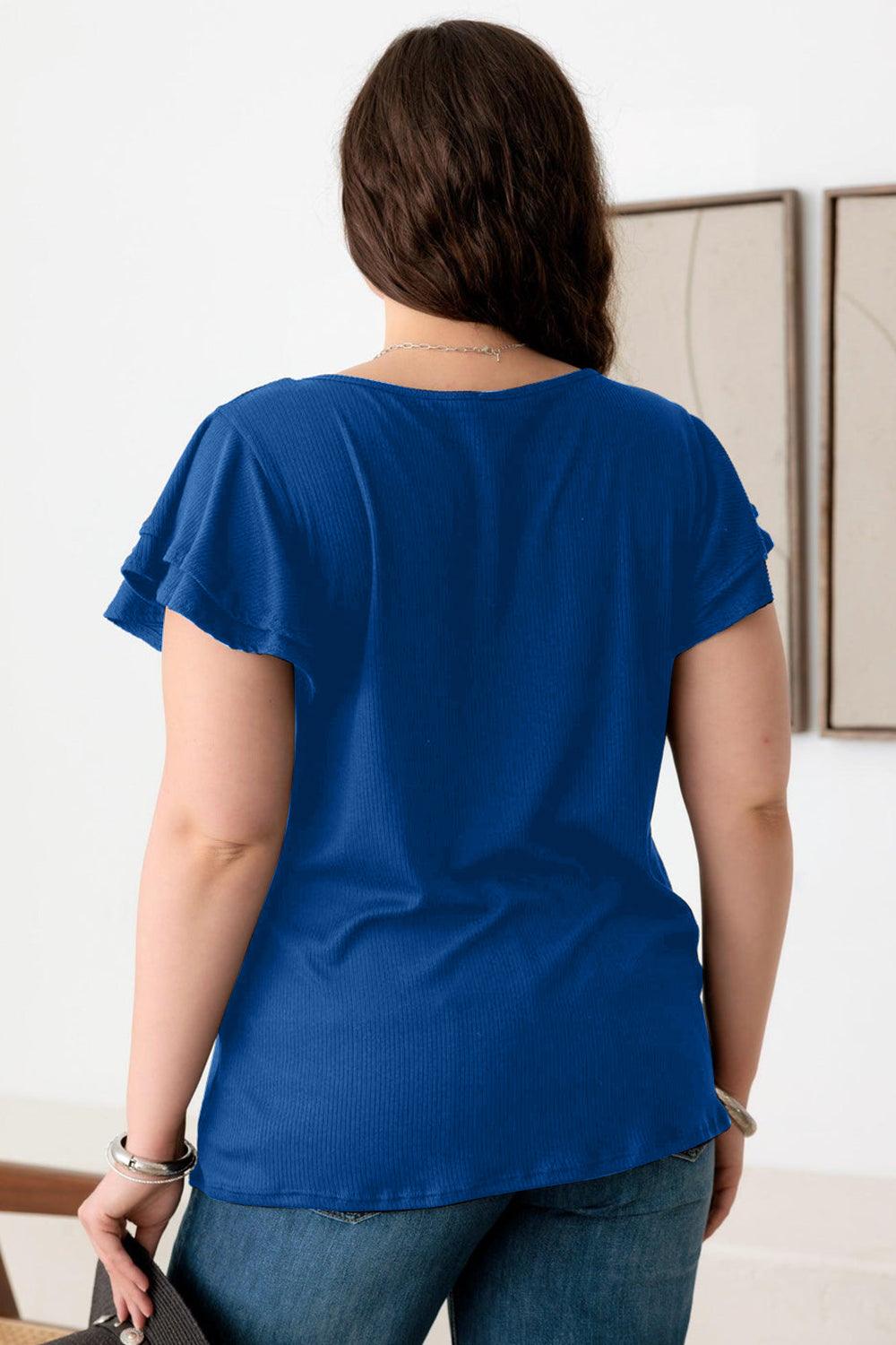 Gilli Plus Size Short Fluttery Sleeve Round Neck Top Carauana Store
