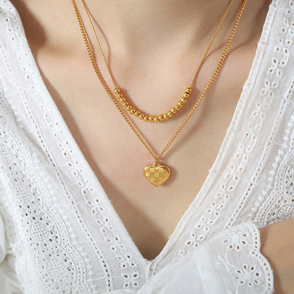 Heart Pendant Double-Lrayed Necklace Carauana Store