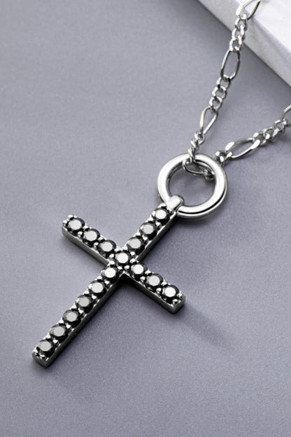 Moissanite Cross Pendant Platinum-Plated Necklace Carauana Store