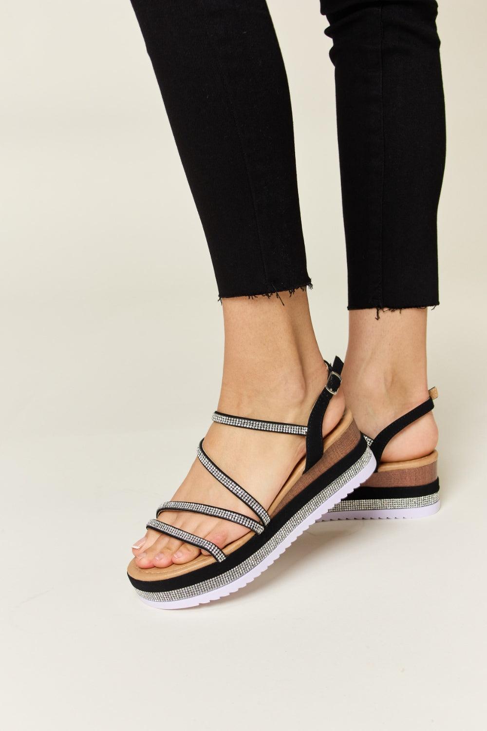 Forever Link Rhinestone Strappy Wedge Sandals Carauana Store