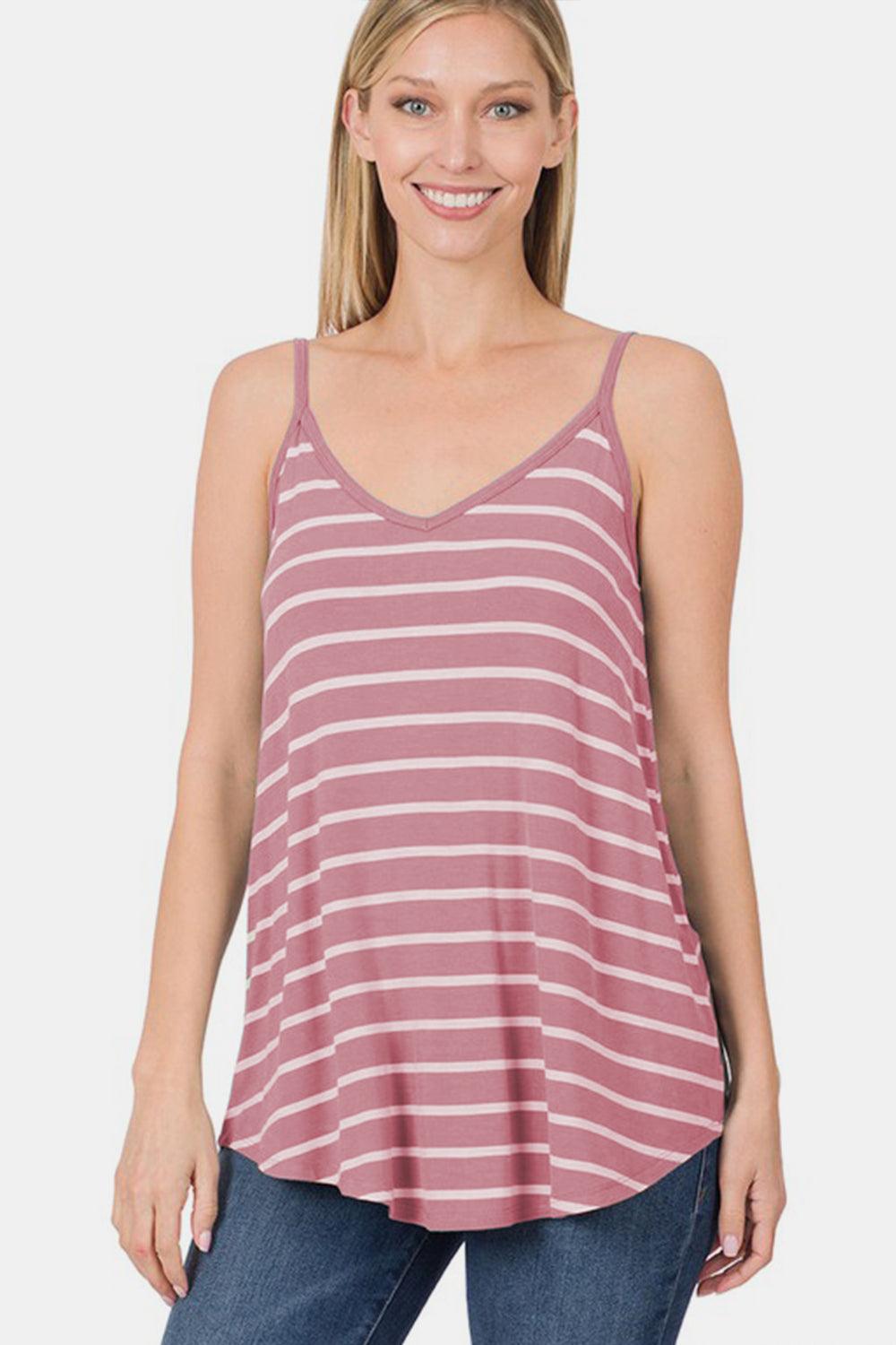 Zenana Striped Curved Hem Cami Carauana Store