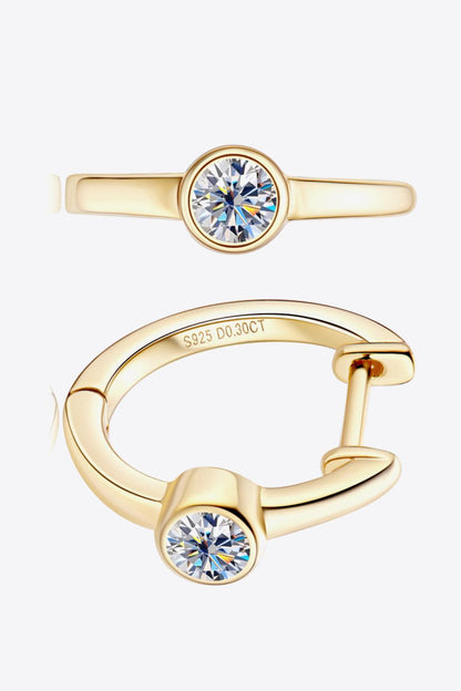 18k Gold-Plated Inlaid Moissanite Huggie Earrings Carauana Store