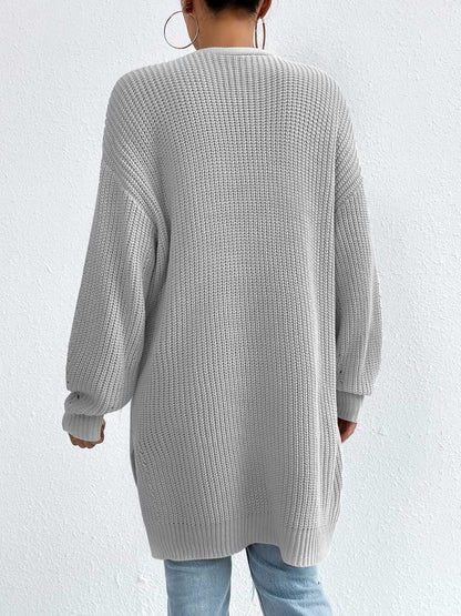 Open Front Dropped Shoulder Slit Cardigan Carauana Store