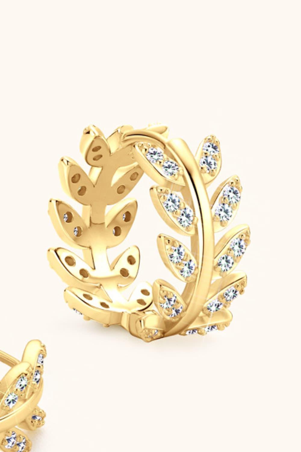 Moissanite Leaf 925 Sterling Silver Earrings Carauana Store