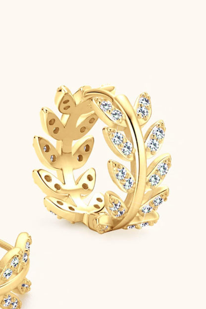 Moissanite Leaf 925 Sterling Silver Earrings Carauana Store