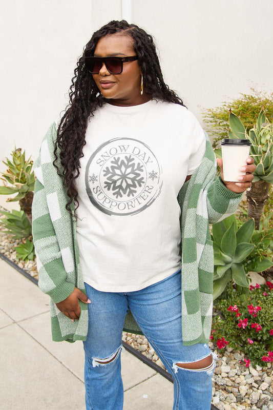 Simply Love Full Size SNOW DAY SUPPORTER Round Neck T-Shirt Carauana Store