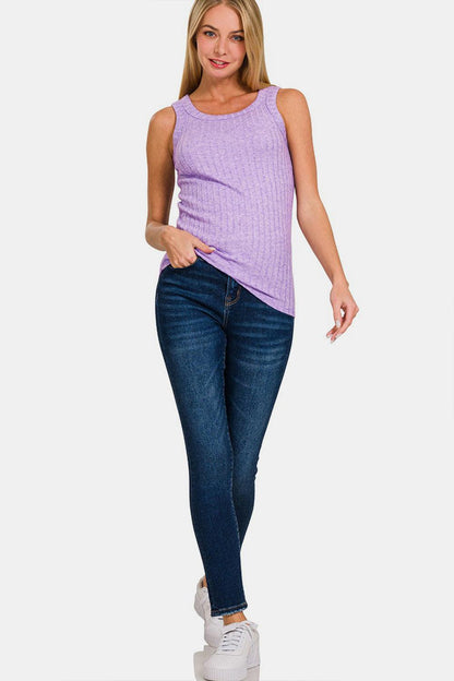 Zenana Ribbed Round Neck Tank Carauana Store