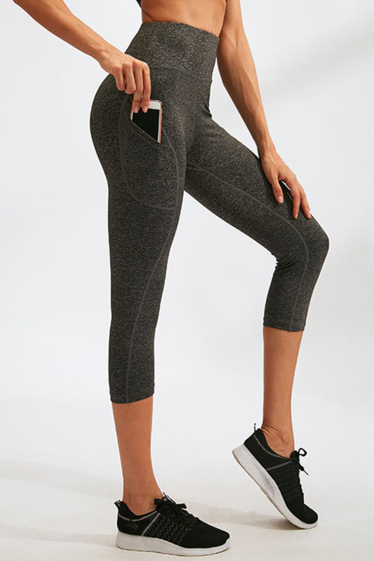 Slim Fit Wide Waistband Active Leggings with Pockets Carauana Store