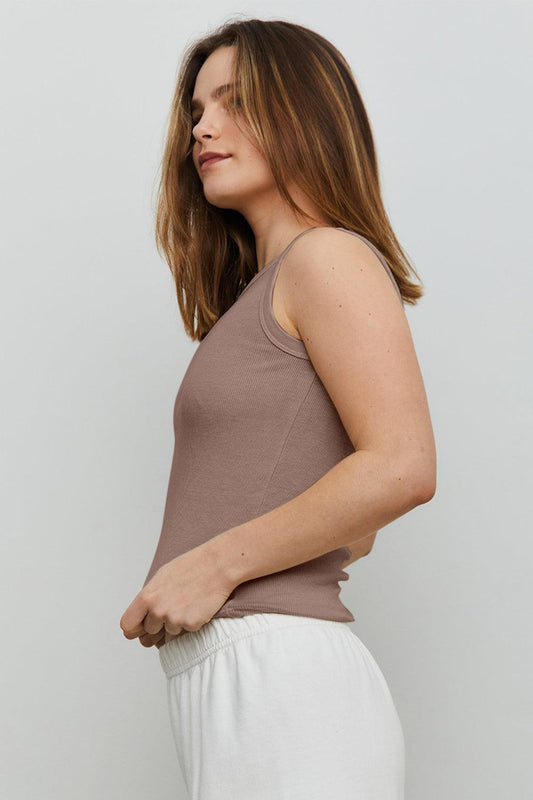 THE BLANK LAB Round Neck Ribbed Cropped Tank Carauana Store