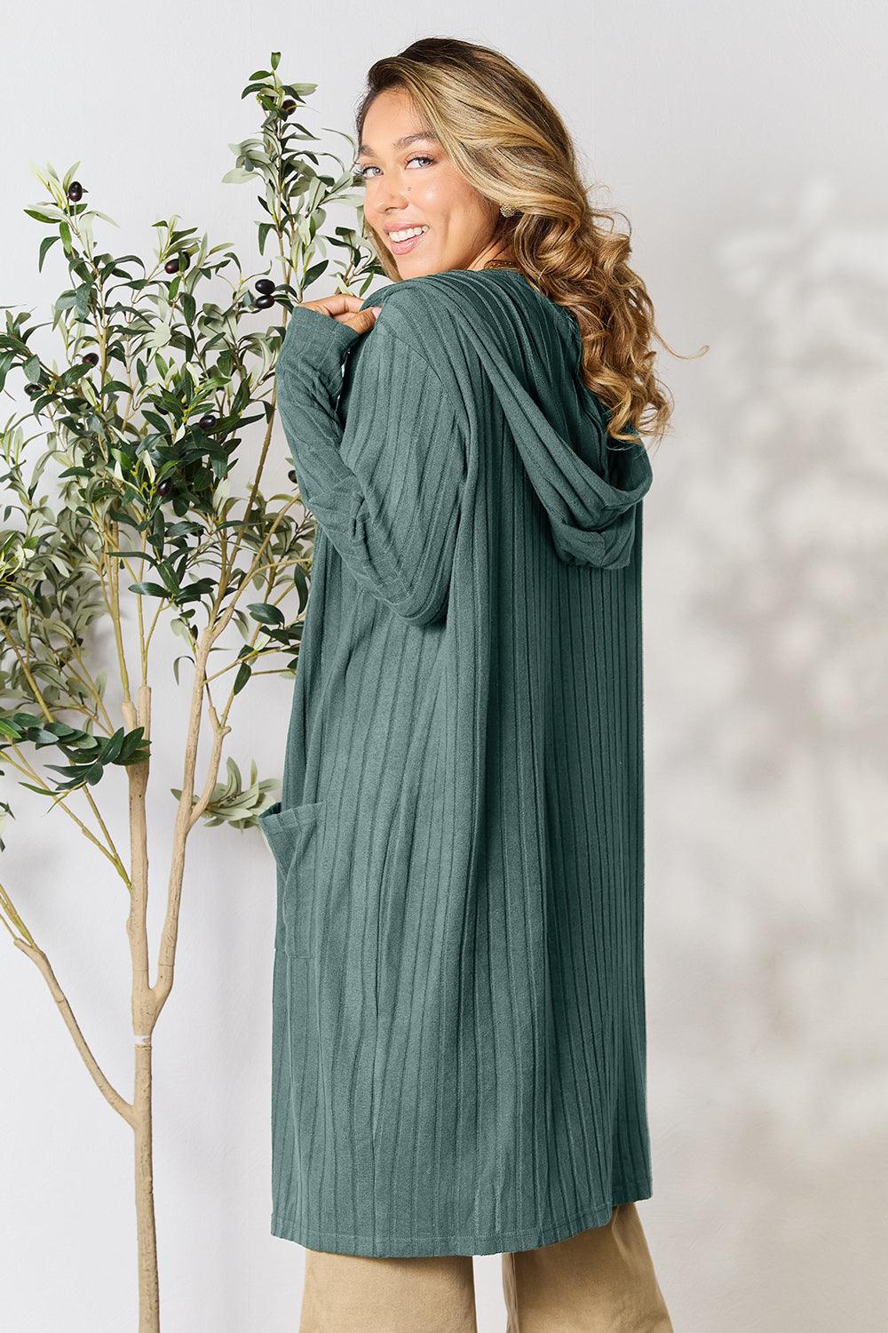 Basic Bae Full Size Hooded Sweater Cardigan Carauana Store