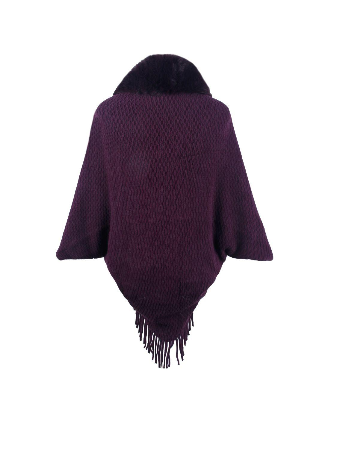 Open Front Fringe Hem Poncho Carauana Store